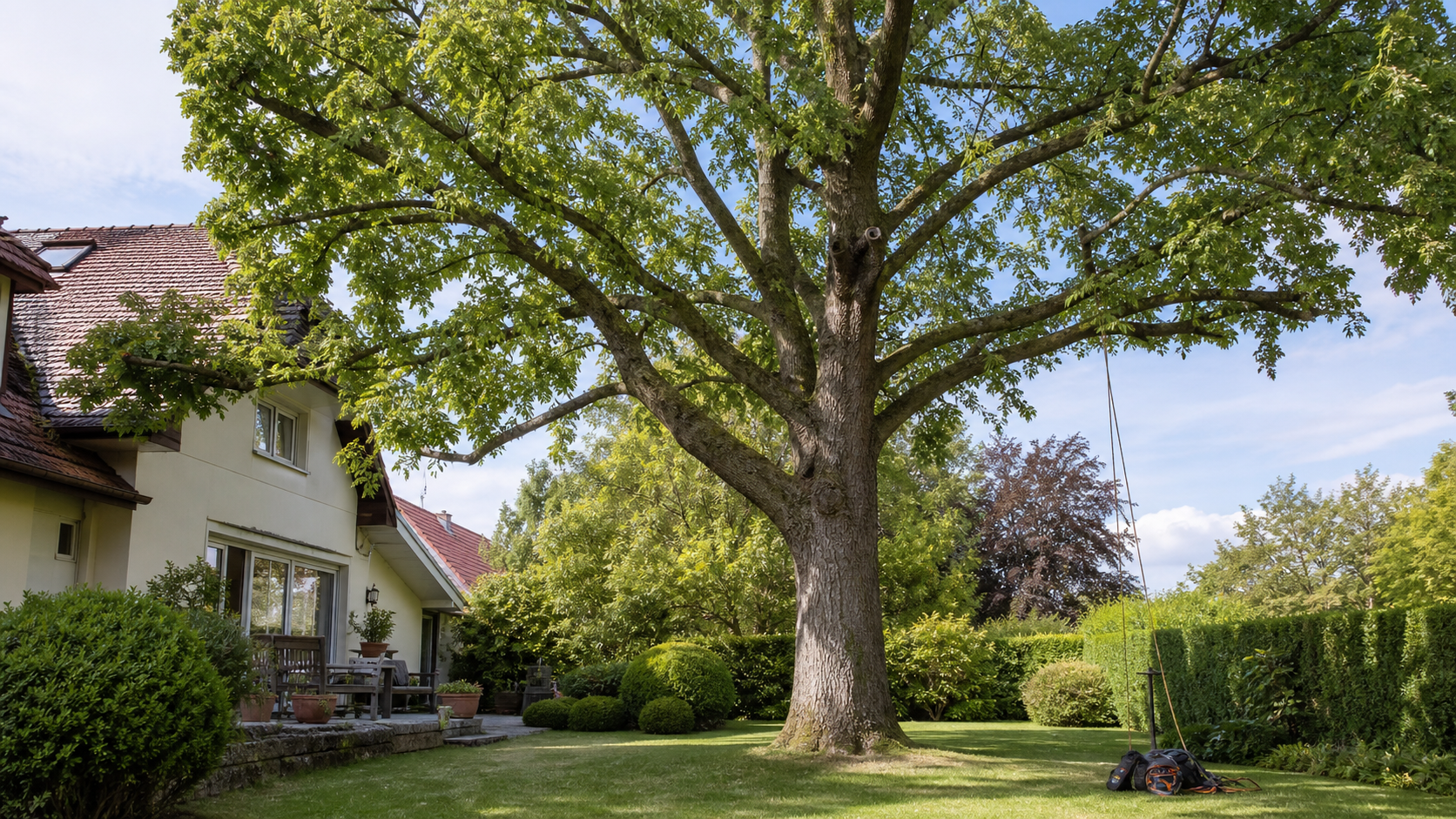 Baumpflege in einer grünen Baumkrone